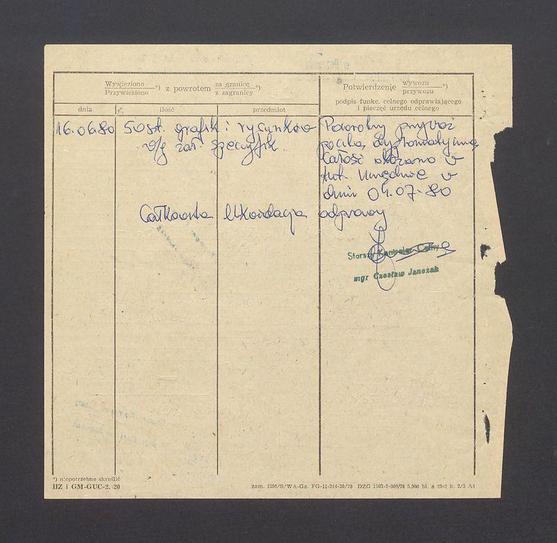 Dowód odprawy celnej warunkowej w wywozie