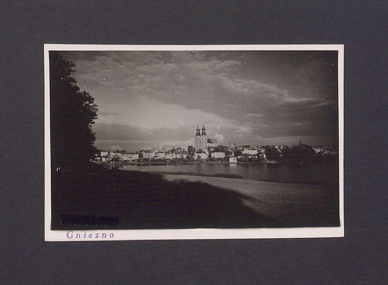 Panorama miasta Gniezna z zachodniego brzegu jeziora Jelonek.