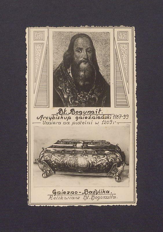 Portret bł. Bogumiła i jego relikwiarz.