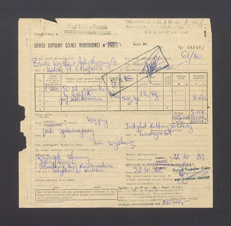 Dowód odprawy celnej warunkowej