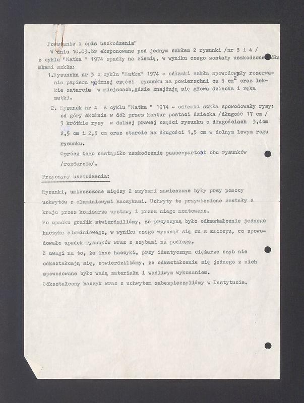 Protokół stwierdzenia uszkodzeń inwentarza wystawy