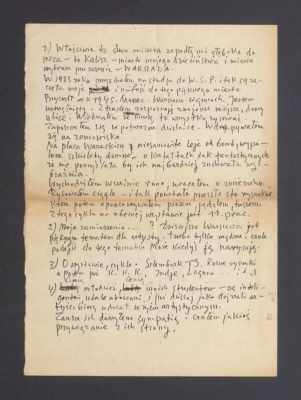 Notatka o powstaniu cyklu "Ruiny Warszawy"