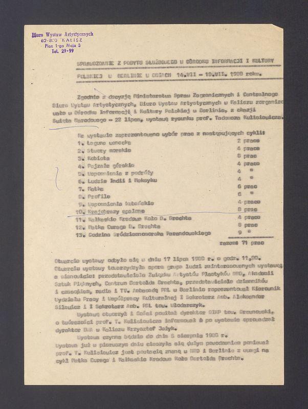 Sprawozdanie z pobytu służbowego w Ośrodku Informacji i Kultury Polskiej w Berlinie