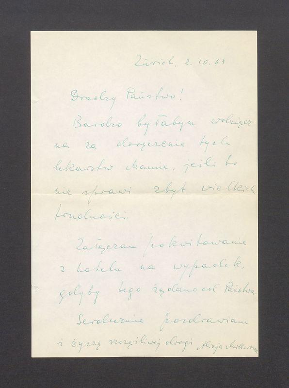 Drodzy Państwo! Bardzo byłabym wdzięczna za doręczenie tych lekarstw Mamie [...]