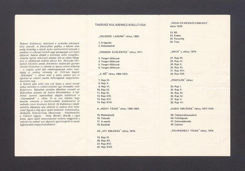 Tadeusz Kulisiewicz. Grafikainak kiallitasa