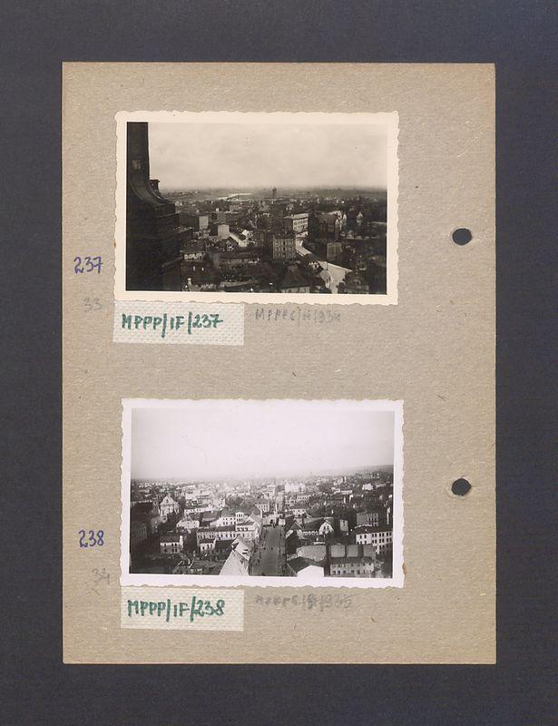 Widok na miasto z wieży katedry  wzdłuż ulicy Tumskiej, poprzez Rynek i ul. Chrobrego.