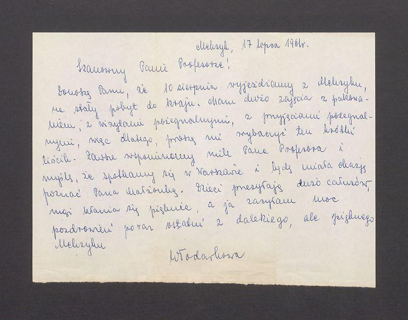 Szanowny Panie Profesorze! Donoszę Panu, że 10 sierpnia [...]
