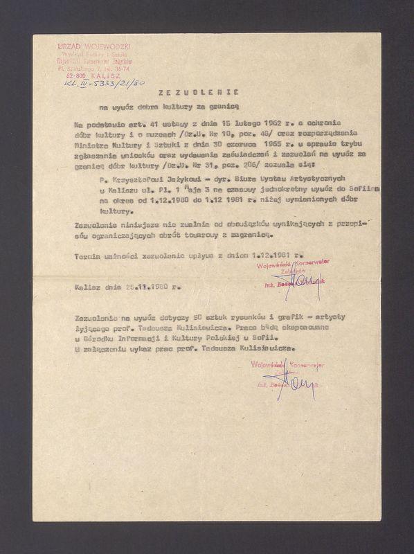 Zezwolenie na wywóz dobra kultury za granicę