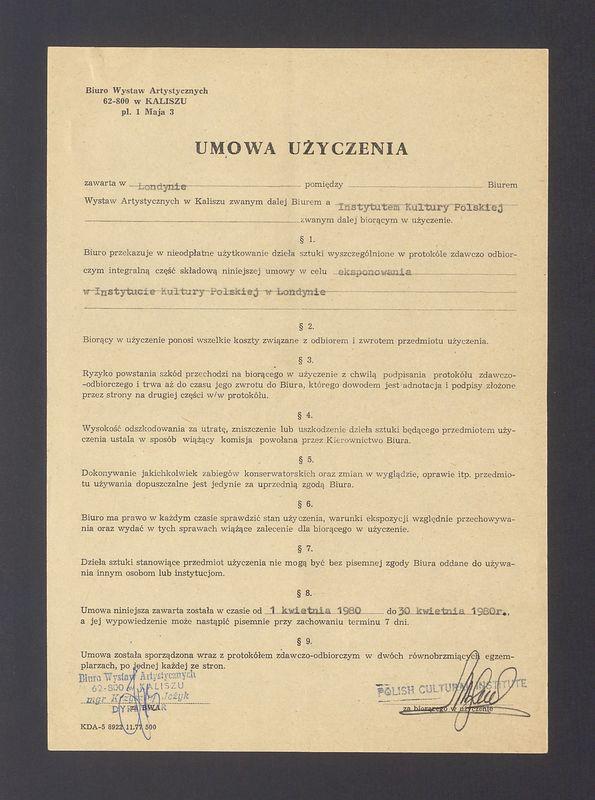 Umowa użyczenia dzieł sztuki