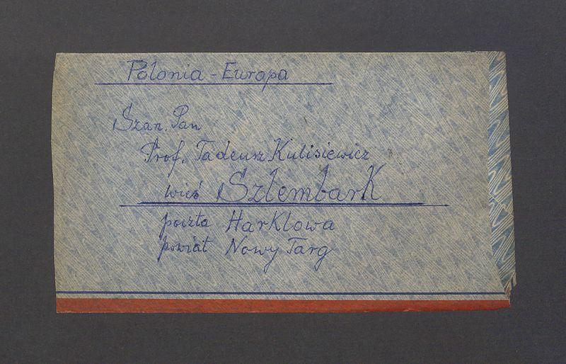 Koperta, adr. Szan. Pan Prof. Tadeusz Kulisiewicz