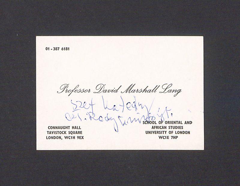 Professor David Marshall Lang