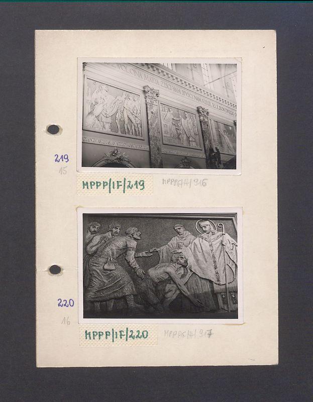 Wnętrze gnieźnieńskiej katedry. Płaskorzeźby ojca Efrema, dwa ujęcia scen z życia św. Wojciecha.