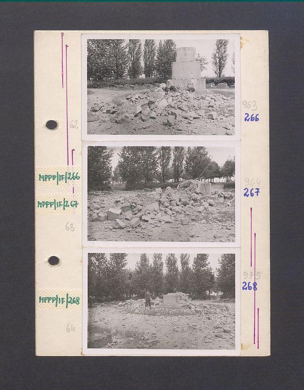 Cmentarz św. Piotra w Gnieźnie i zburzony przez Niemców pomnik powstańców wielkopolskich.