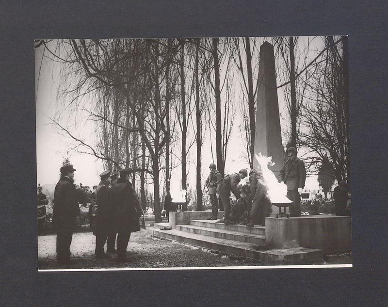 Pomnik poległych w II wojnie światowej, składanie wieńców.
