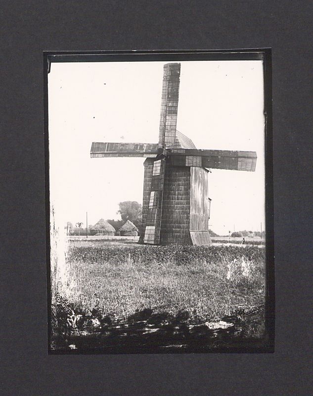 Szklane negatywy Dionizego Scholtza. Wiatrak, który stał przed majątkiem Osika, obecnie osiedle Łokietka.