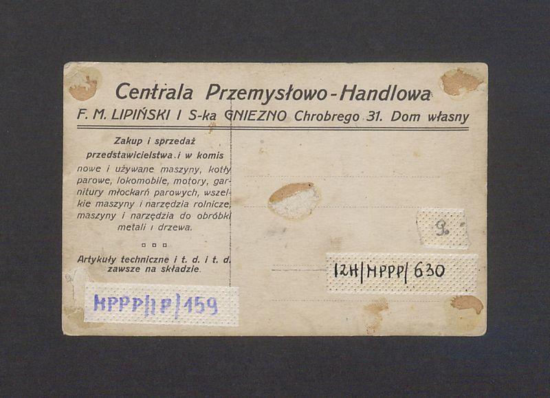 Centrala Przemysłowo-Handlowa. F.M. Lipiński i S-ka Gniezno, ul. Chrobrego 31. Dom własny.