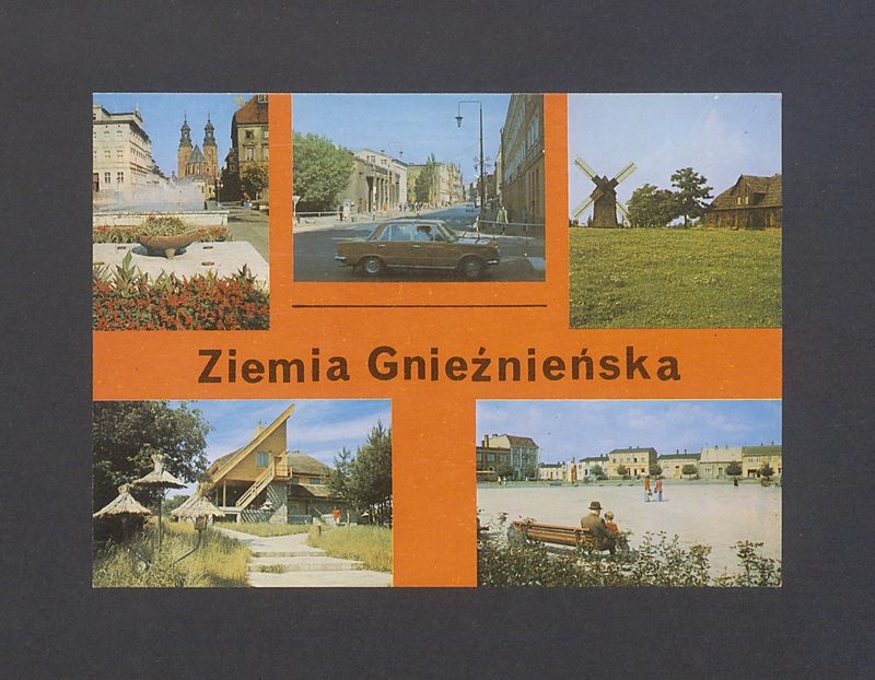 Ziemia gnieźnieńska, pocztówka wieloobrazkowa.