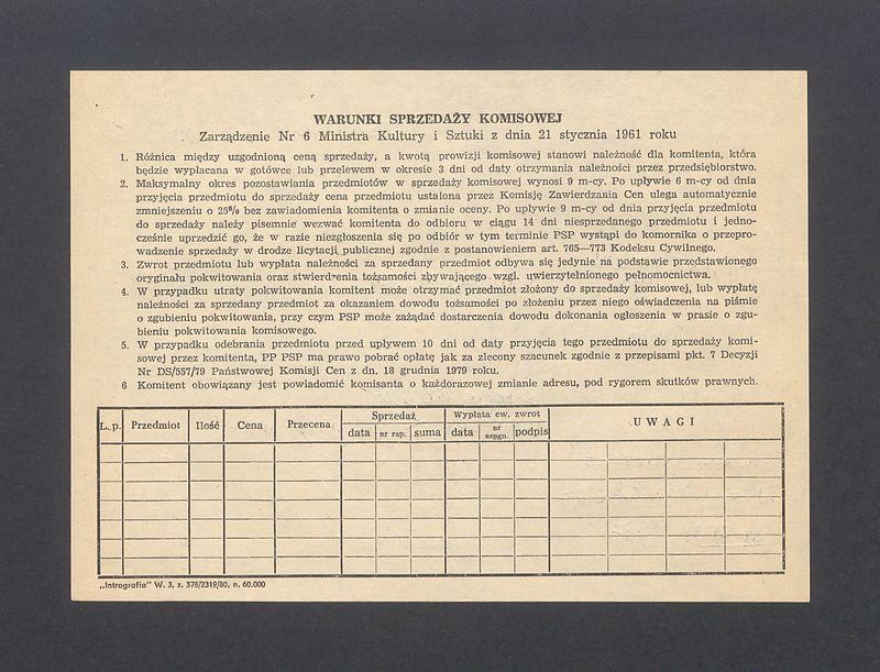 Pokwitowanie komisowe. Z cyklu "Matka" III 1974 rysunek