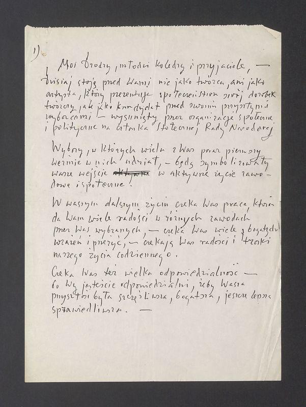 Przemówienie T. Kulisiewicza jako członka Stołecznej Rady Narodowej