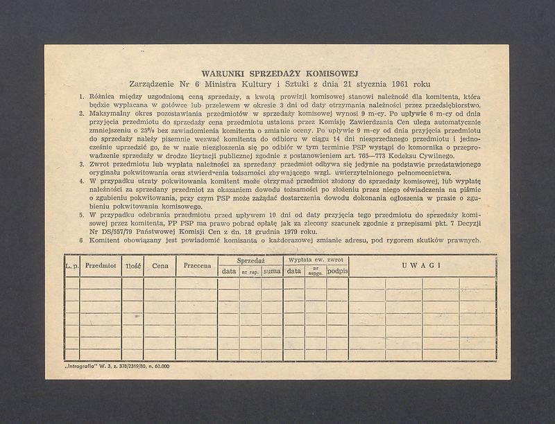 Pokwitowanie komisowe. "Kobieta" II akt rysunek