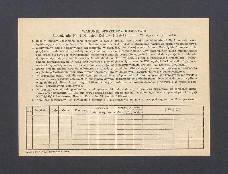 Pokwitowanie komisowe. "Kobieta IV" akt rysunek