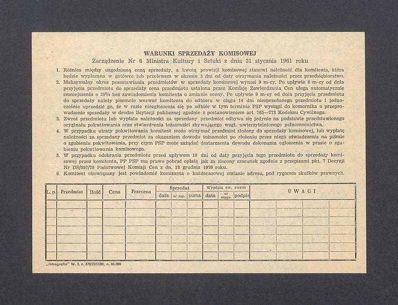 Pokwitowanie komisowe. Z cyklu "Matka" II rysunek 1974
