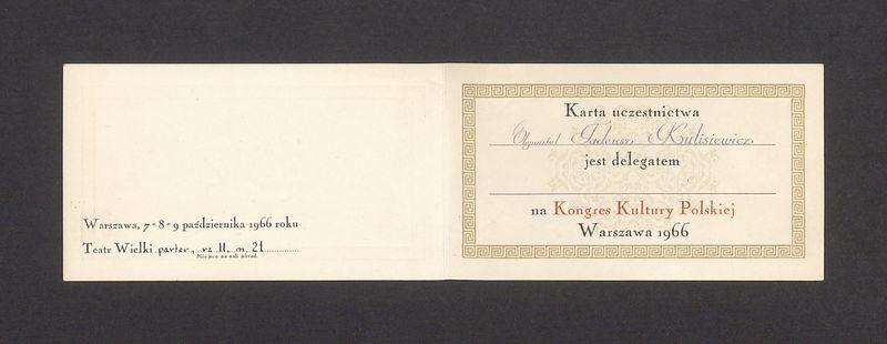 Karta uczestnictwa w Kongresie Kultury Polskiej