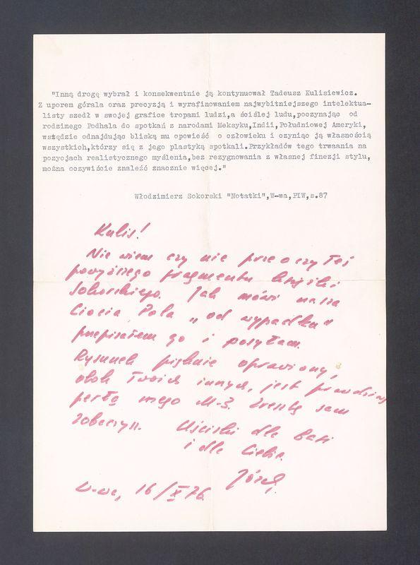 Inną drogę wybrał i konsekwentnie ją kontynuował Tadeusz Kulisiewicz [...]