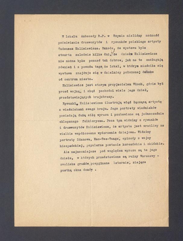 W lokalu Ambasady R.P. w Rzymie mieliśmy możność podziwiania drzeworytów [...]