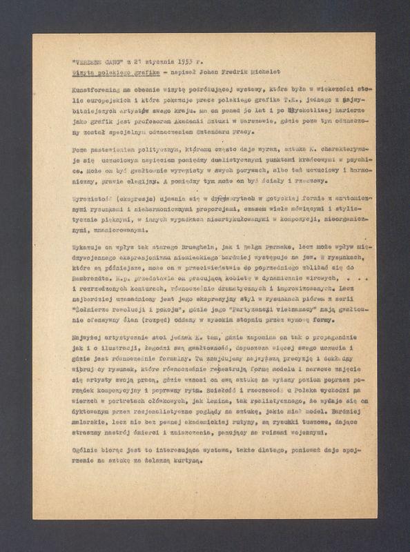 Recenzja. Verdens cano, "Wizyta polskiego grafika"