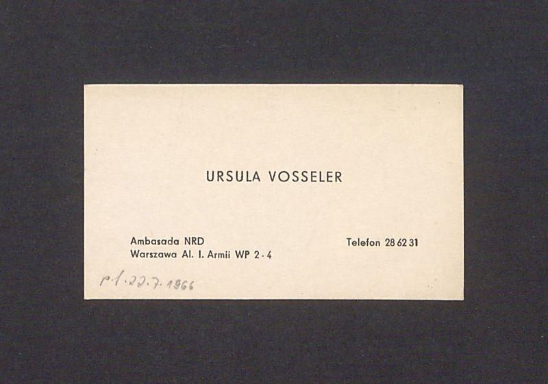 Wizytówka, Ursula Vosseler