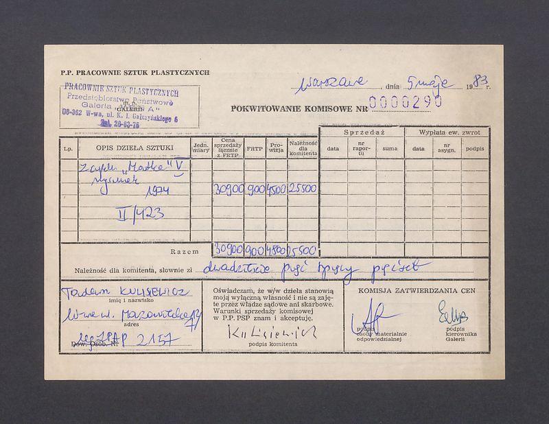 Pokwitowanie komisowe. Z cyklu "Matka" V rysunek