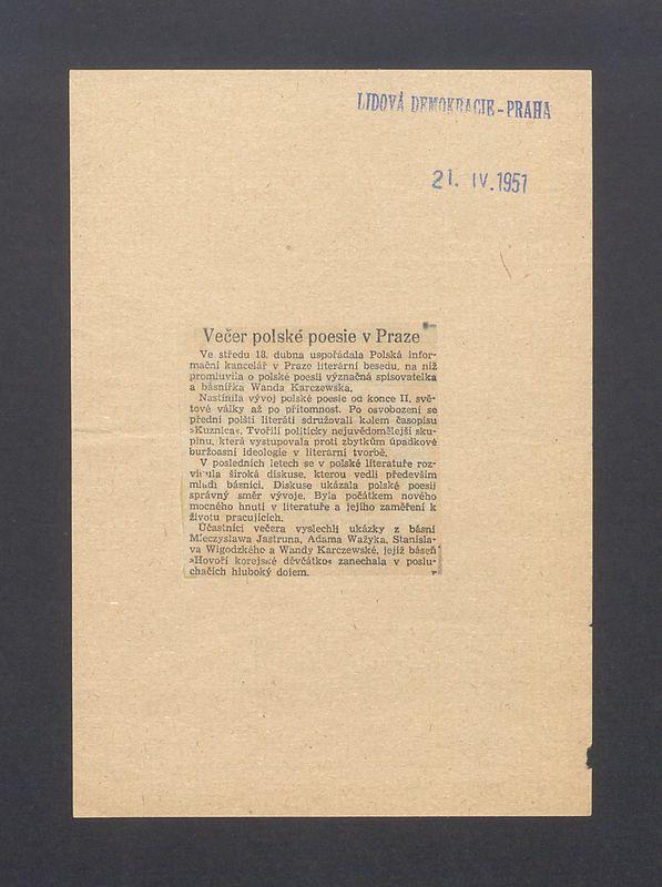 Recenzja. Vecer polske poesie v Praze