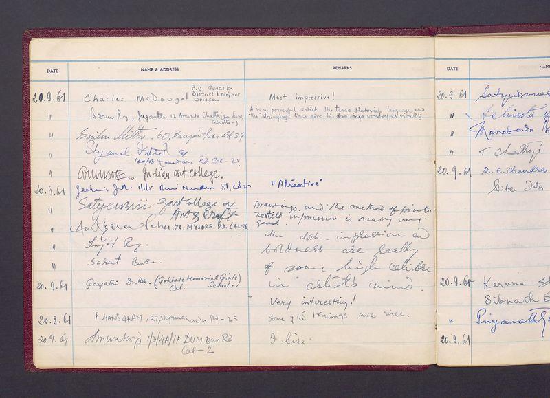 Księga gości z wystawy T. Kulisiewicza w New Delhi, cz. 1