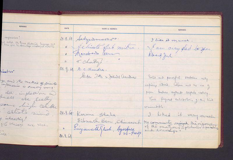 Księga gości z wystawy T. Kulisiewicza w New Delhi, cz. 1