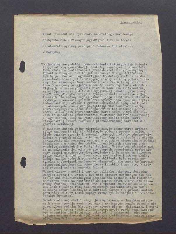 Tekst przemówienia Dyrektora Generalnego Narodowego Instytutu Sztuk Pięknych