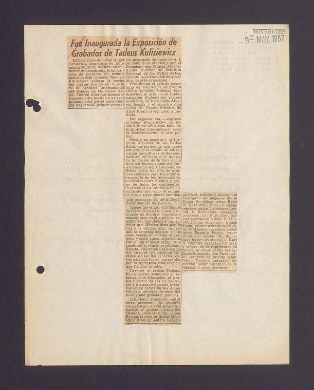 Fue Inaugurada la Exposicion de Grabados de Tadeus Kulisiewicz