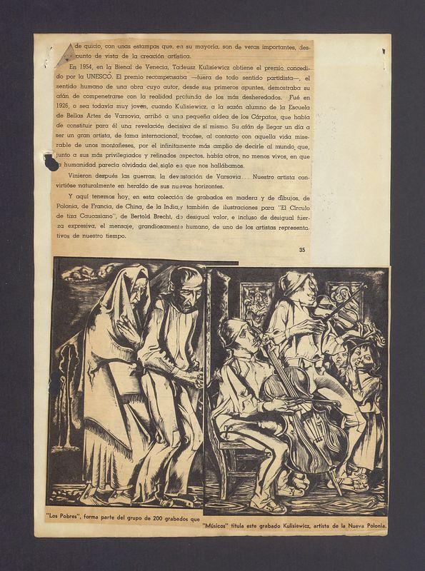 En 1954, en la Bienal de Venecia, Tadeusz Kulisiewicz obtiene el premio concedido