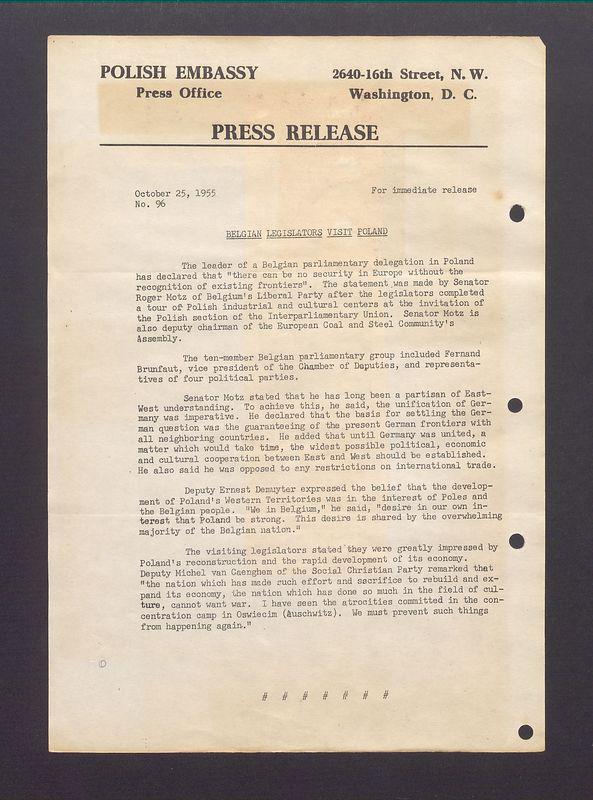 Relacja prasowa. Belgian legislators visit Poland