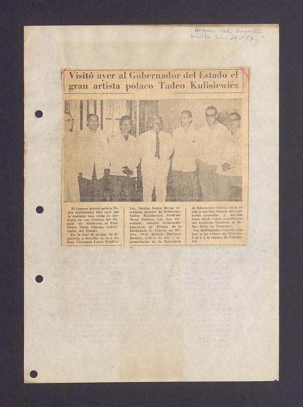 Visito ayer al Gobernador del Estado el gran artista polaco Tadeo Kulisiewicz