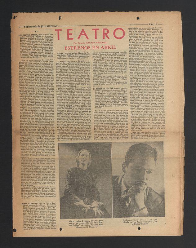 Teatro. Estrenos en abril