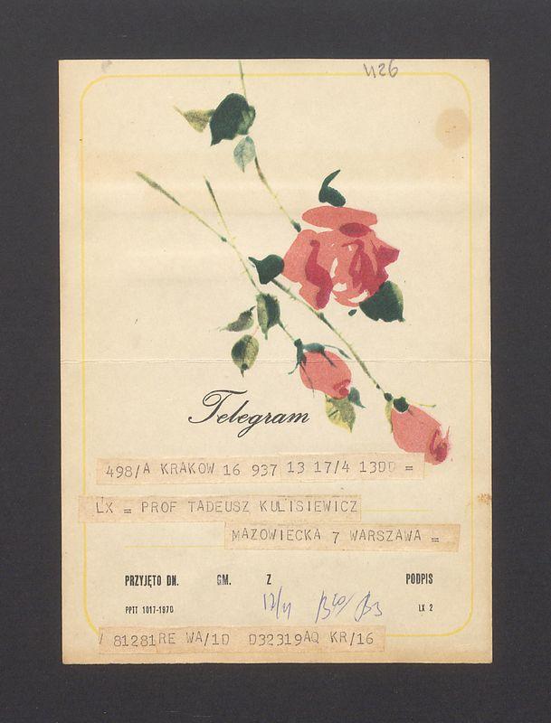 Telegram. Serdeczne gratulacje uściski ucałowania [...]