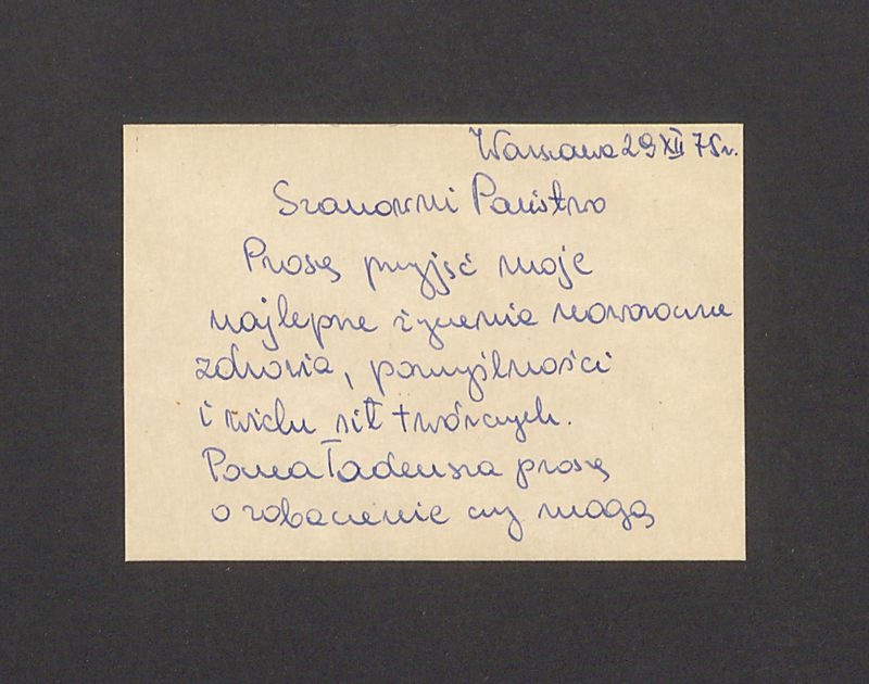 Szanowni Państwo Proszę przyjąć moje najlepsze życzenia [...]