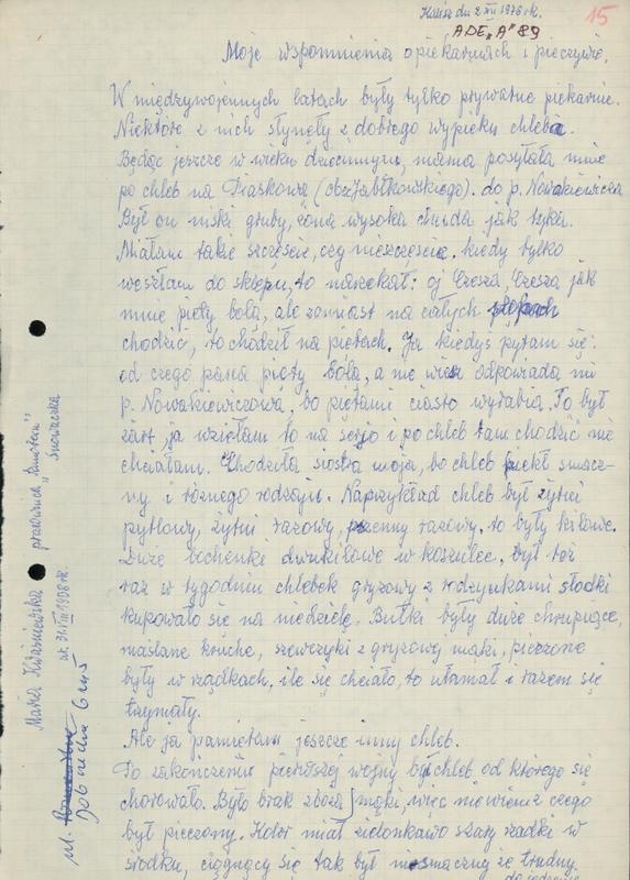 Wspomnienia o piekarniach i pieczywie
