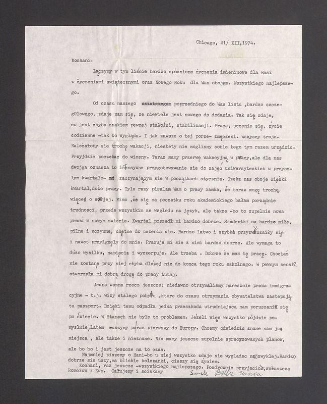 Kochani: Łączymy w tym liście bardzo spóźnione życzenia imieninowe dla Basi z życzeniami świątecznymi [...]