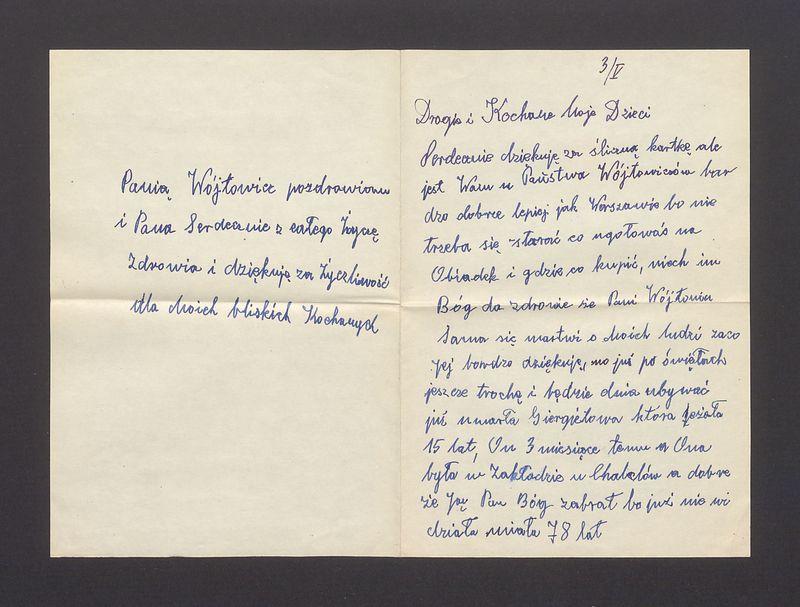 Drogie i Kochane Moje Dzieci Serdecznie dziękuję za śliczną kartkę [...]