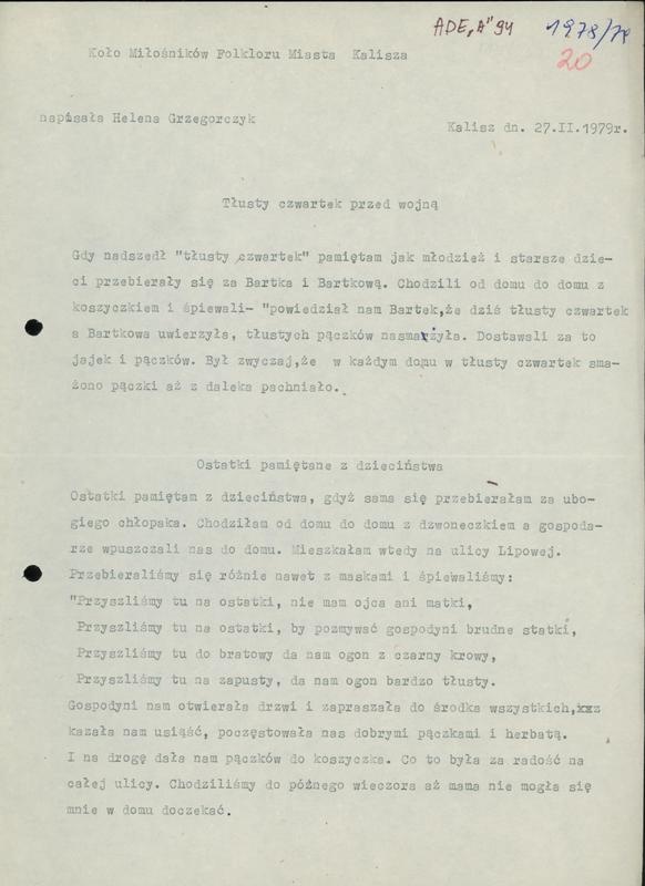 Tłusty czwartek przed wojną