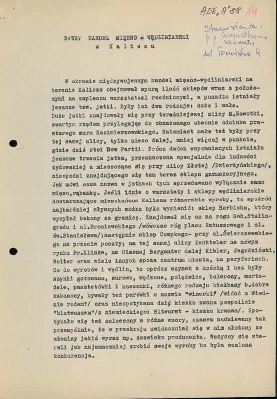 Dawny handel mięsno-wędliniarski w Kaliszu
