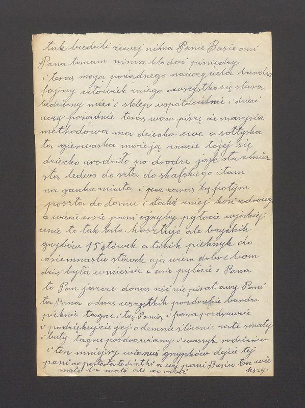 Kochana Pani Basiu piszę dowas parę słów najpierw wam dziękujemy za kartkę [...]