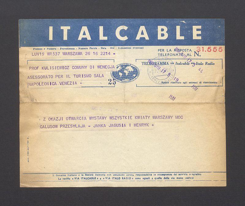 Telegram. Z okazji otwarcia wystawy wszystkie kwiaty [...]